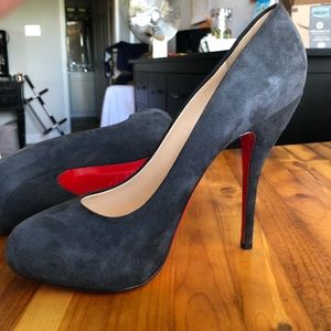 Christian Louboutin Grey Suede Pumps